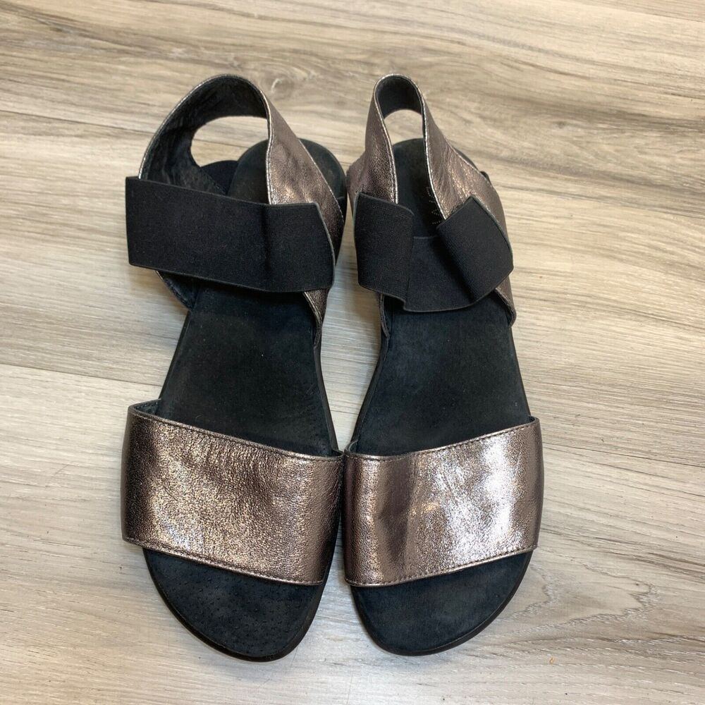 Bernie Mev Payton Sling Metallic Leather‎ Sandals Size 39 US 8 Lowe Wedge - Picture 6 of 10